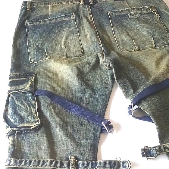 NWT Valabasas Uniquely Designed Distressed Acid Wash Blue Jeans Size 40 - Picture 4 of 16